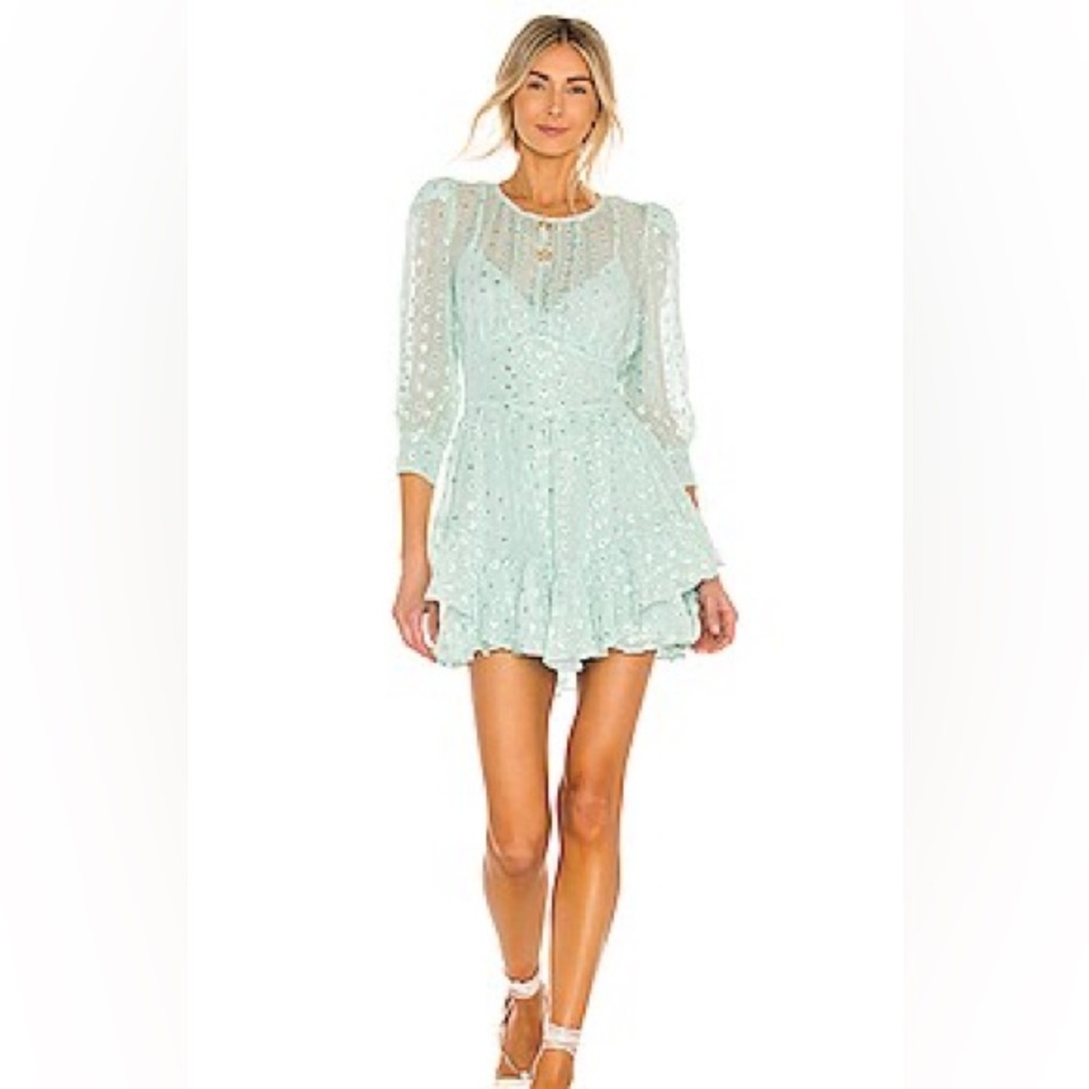 For Love and Lemons Mindy Mini Dress in Mint